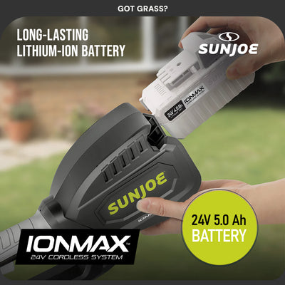 Sun Joe 24V 12" Multi-Angle Head Cordless Dual Line String Trimmer Kit (Used)