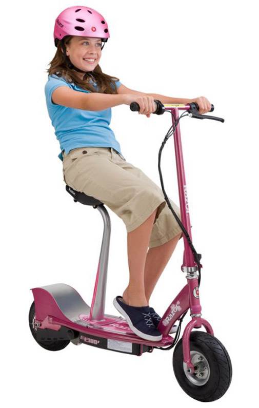 Razor E300S Seated Sweet Pea Scooter (Pink) with Helmet, Elbow & Knee Pads