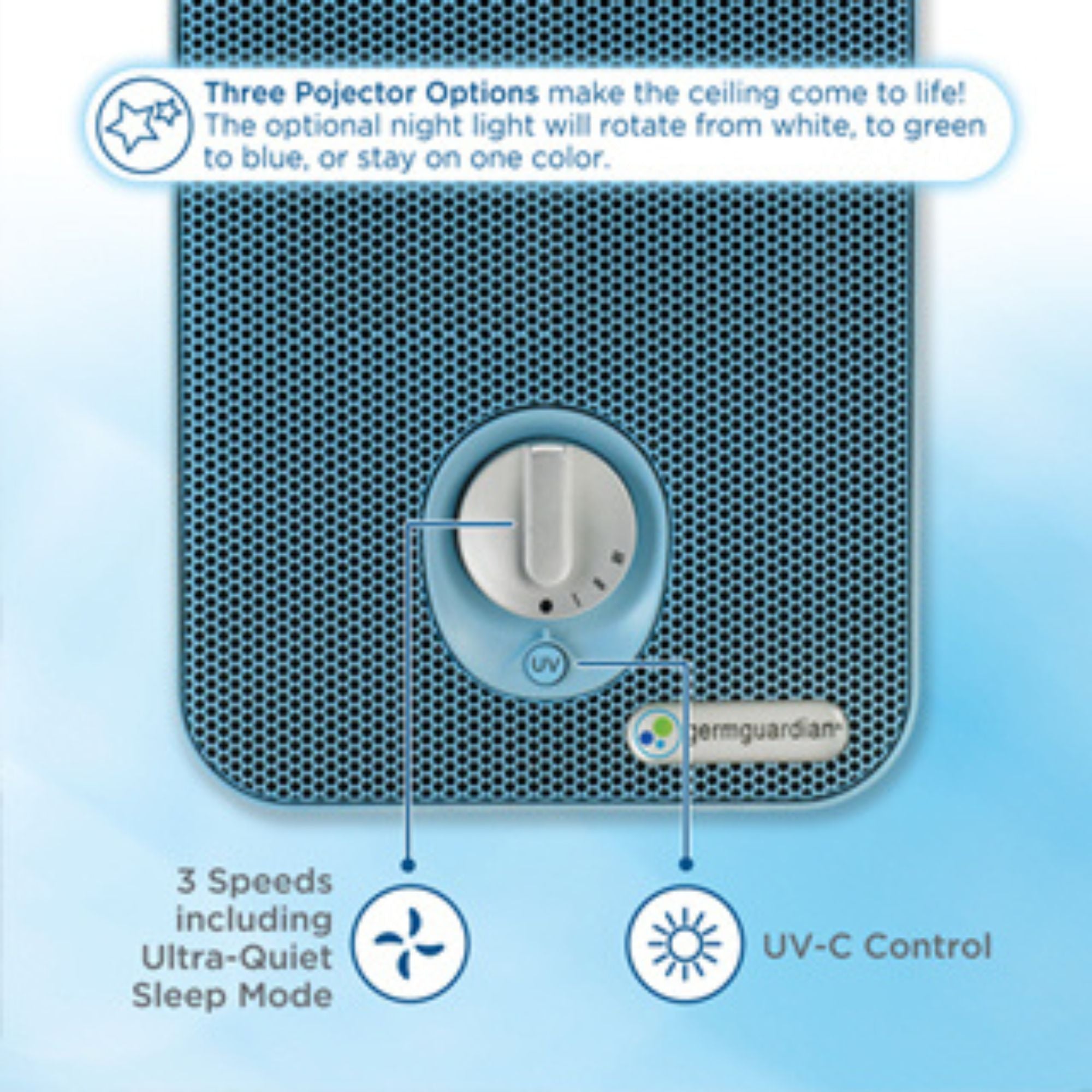 GermGuardian Air Purifier for Home with HEPA Pure Filter, Night Light, Blue - VMInnovations