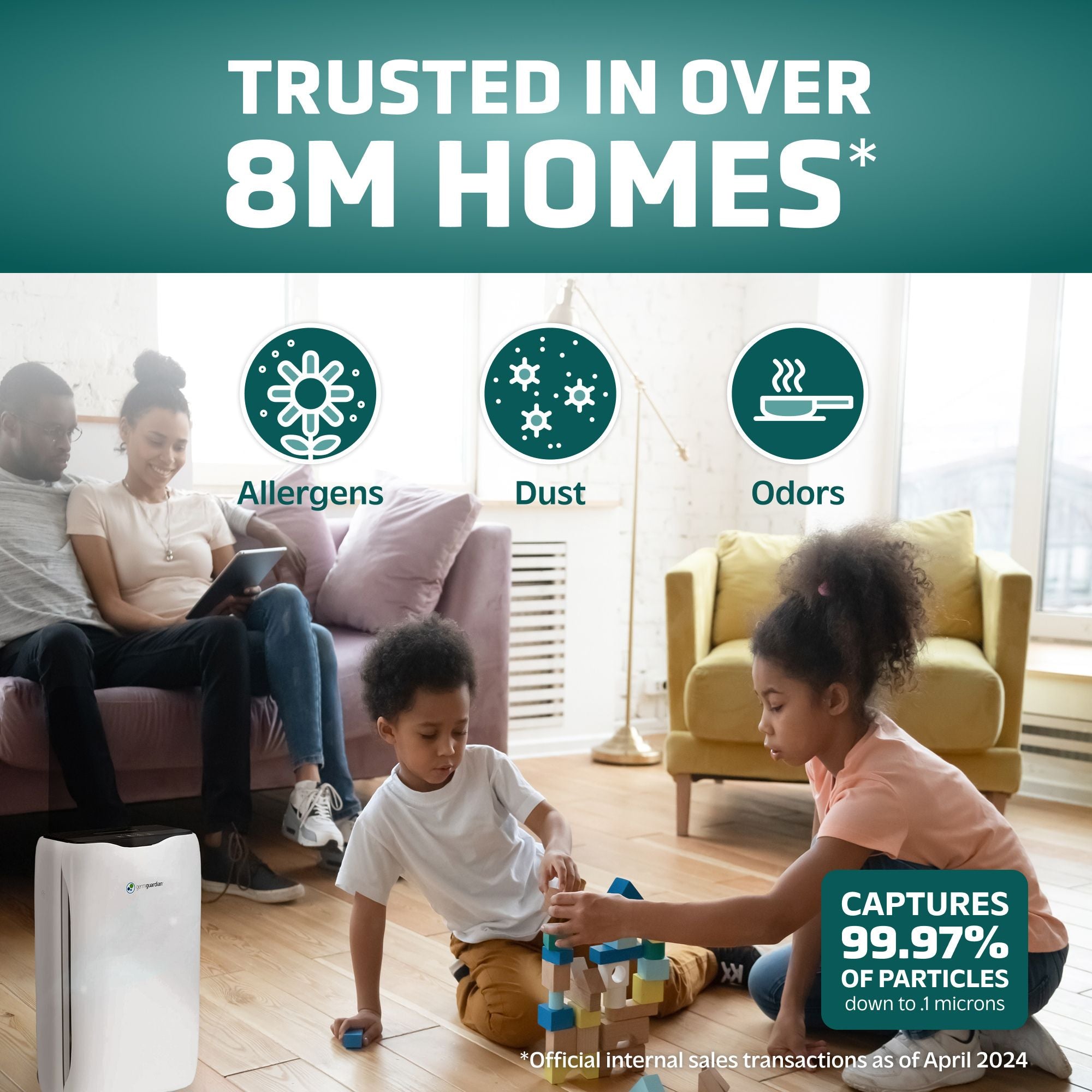 GermGuardian 3-In-1 HEPA Air Purifier, 728 Sq. Ft. Rooms, Air Filter (Open Box)