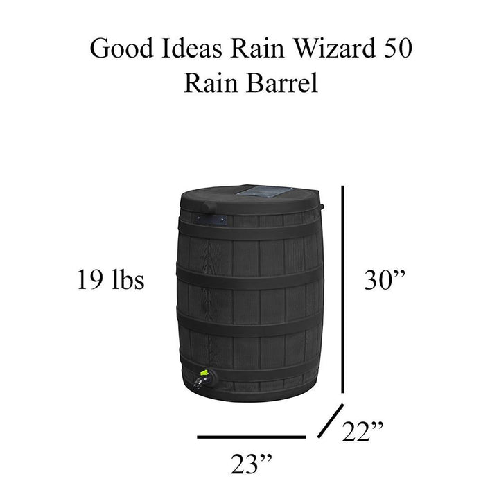 Good Ideas Rain Wizard Eco 50 Gal Rain Saver, Spigot, Recycled Materials, Black