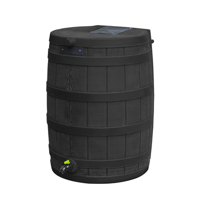 Good Ideas Rain Wizard Eco 50 Gal Plastic Rain Barrel Bundled with Stand, Black
