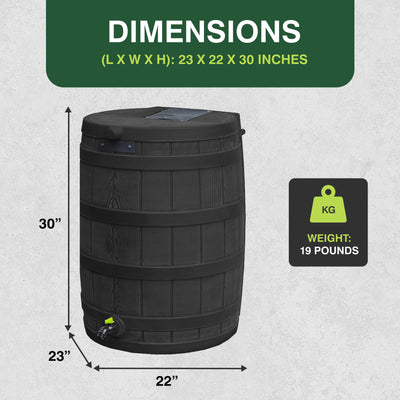 Good Ideas Rain Wizard Eco 50 Gal Rain Saver, Spigot, Recycled Materials, Black - VMInnovations