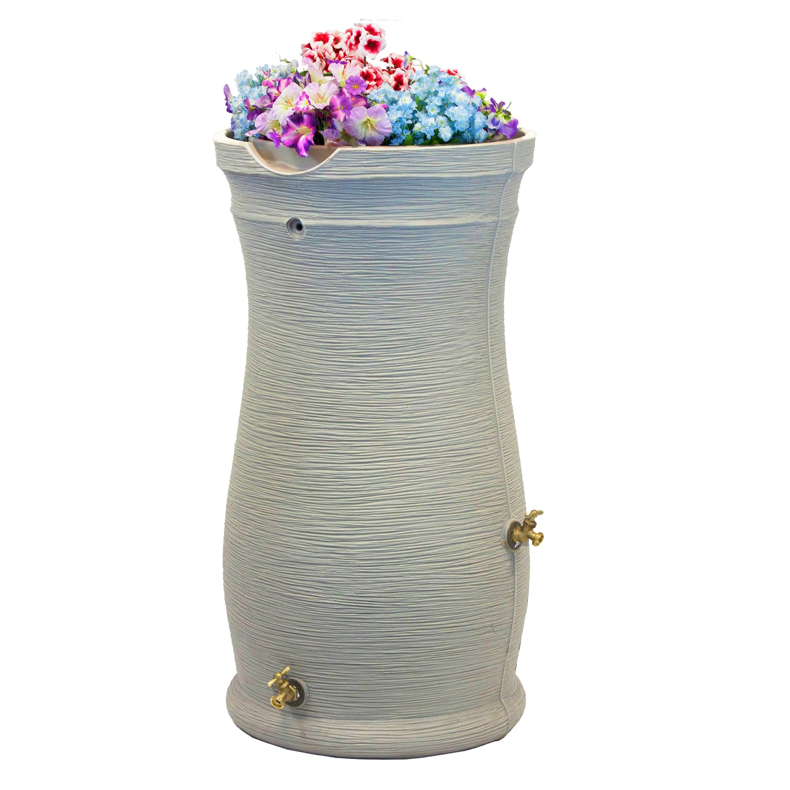 Good Ideas Impressions 50 Gal Capri Rain Barrel, 2 Spigots, Sandstone (Open Box) - VMInnovations