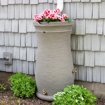 Good Ideas Impressions 50 Gal Capri Rain Barrel, 2 Spigots, Sandstone (Open Box)