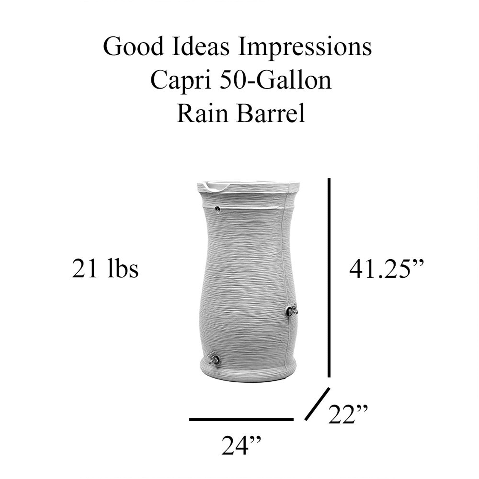 Good Ideas Impressions 50 Gal Capri Rain Barrel, 2 Spigots, Sandstone (Open Box)