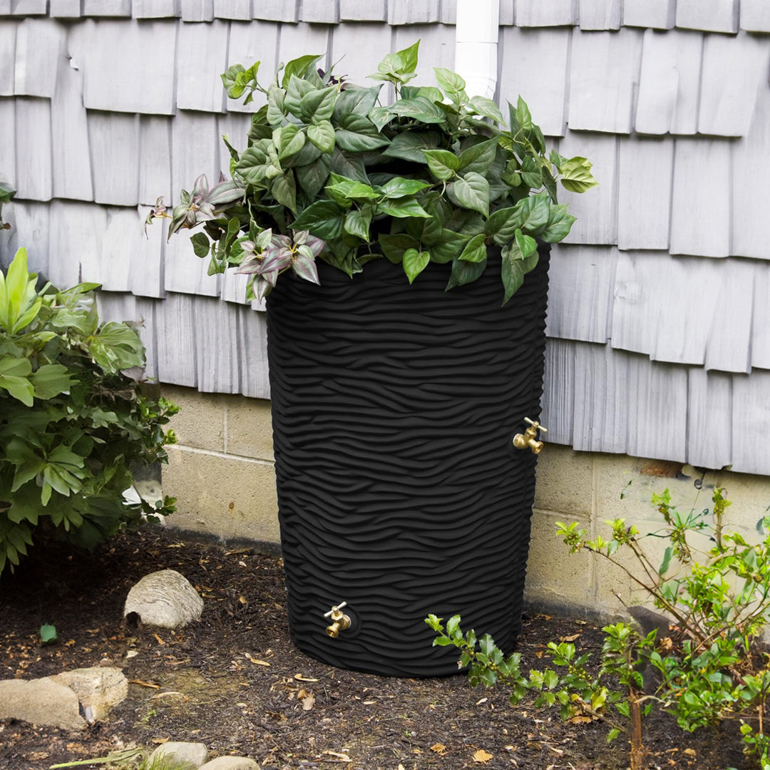 Good Ideas Impressions 50 Gallon Palm Trunk Barrel & Universal Rain Barrel Stand