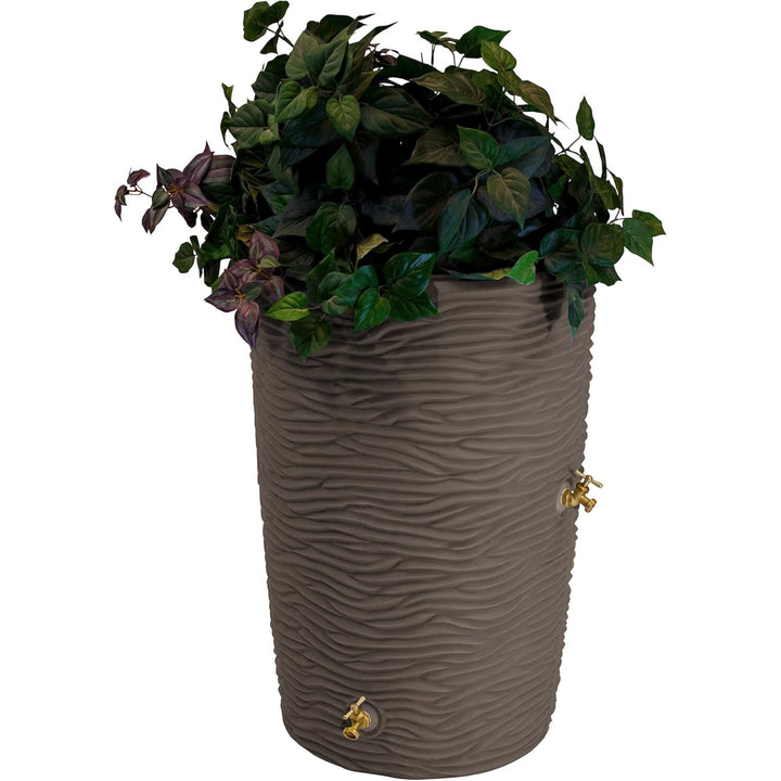 Good Ideas Impressions 50 Gallon Palm Trunk Rain Saver Barrell, 2 Spigots, Oak