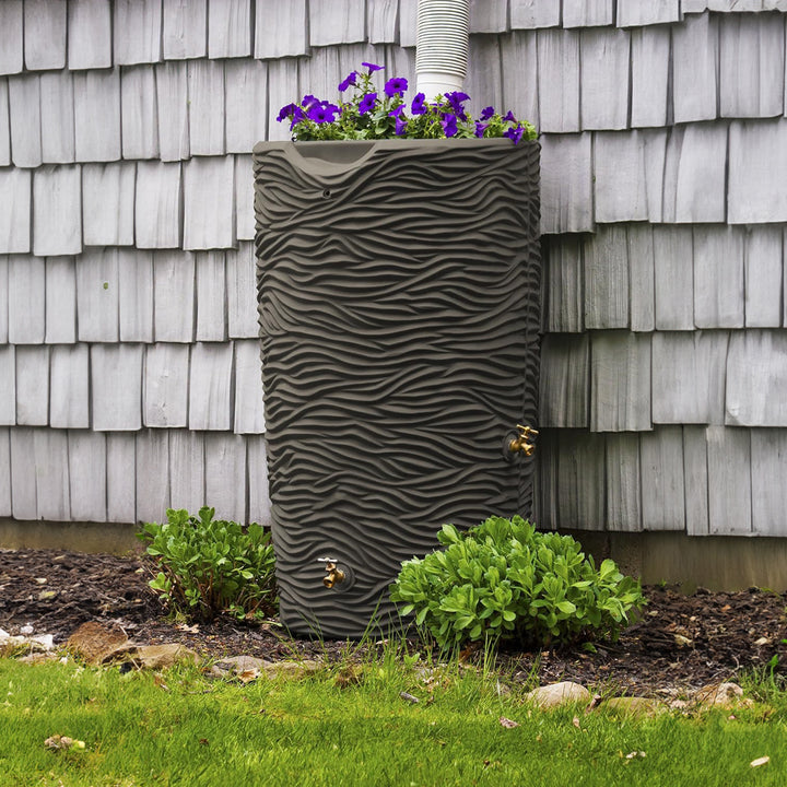 Good Ideas Impressions 65 Gallon Palm Trunk Rain Saver & Rain Wizard Stand, Oak