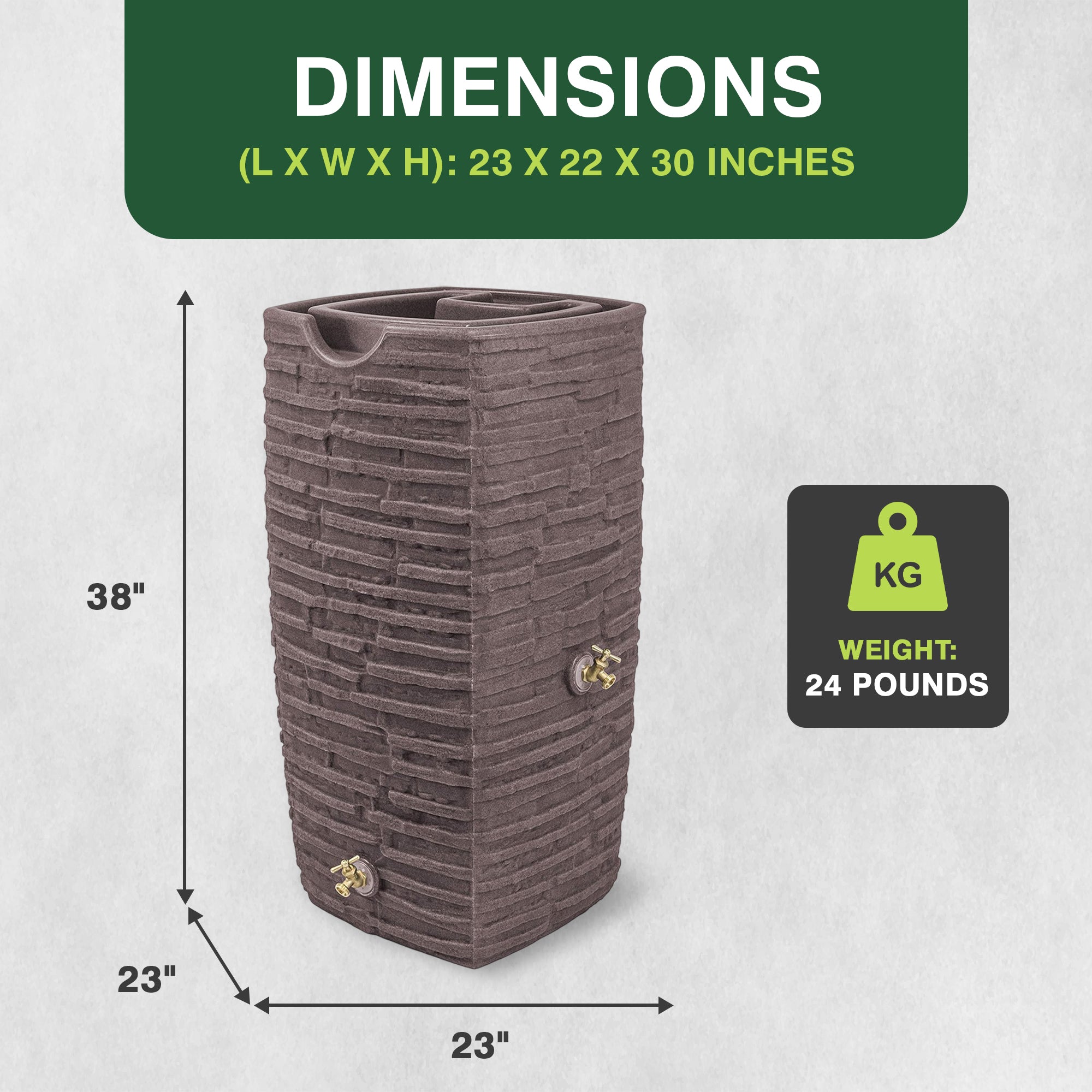 Good Ideas Impressions Riverwalk 50 Gallon Rain Saver with Spigots, Red Brick