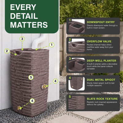 Good Ideas Impressions Riverwalk 50 Gallon Rain Saver with Spigots (Open Box)