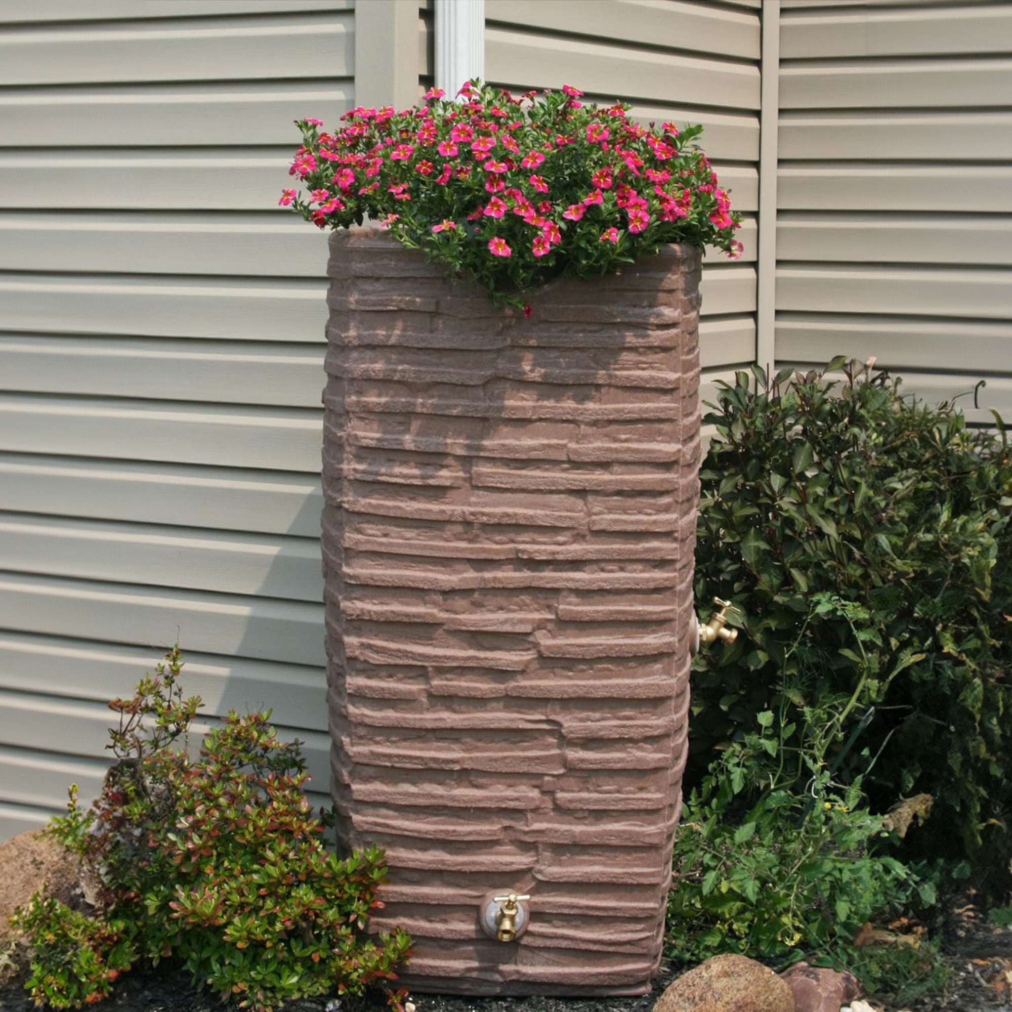 Good Ideas Impressions Riverwalk 50 Gallon Rain Saver with Spigots (Open Box) - VMInnovations
