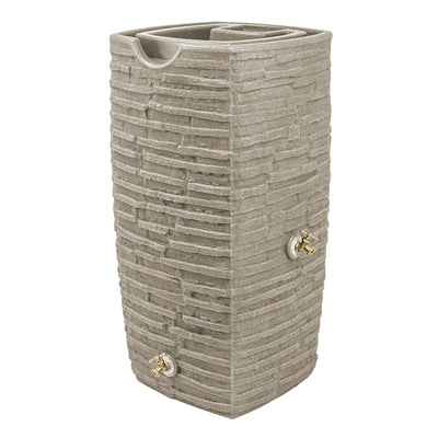 Good Ideas Impressions Riverwalk 50 Gallon Rain Saver with Spigots, Sandstone