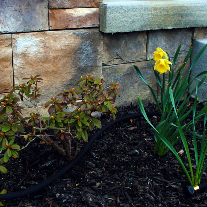 Good Ideas Impressions Riverwalk 50 Gallon Rain Barrel, Dark Granite & 50' Hose