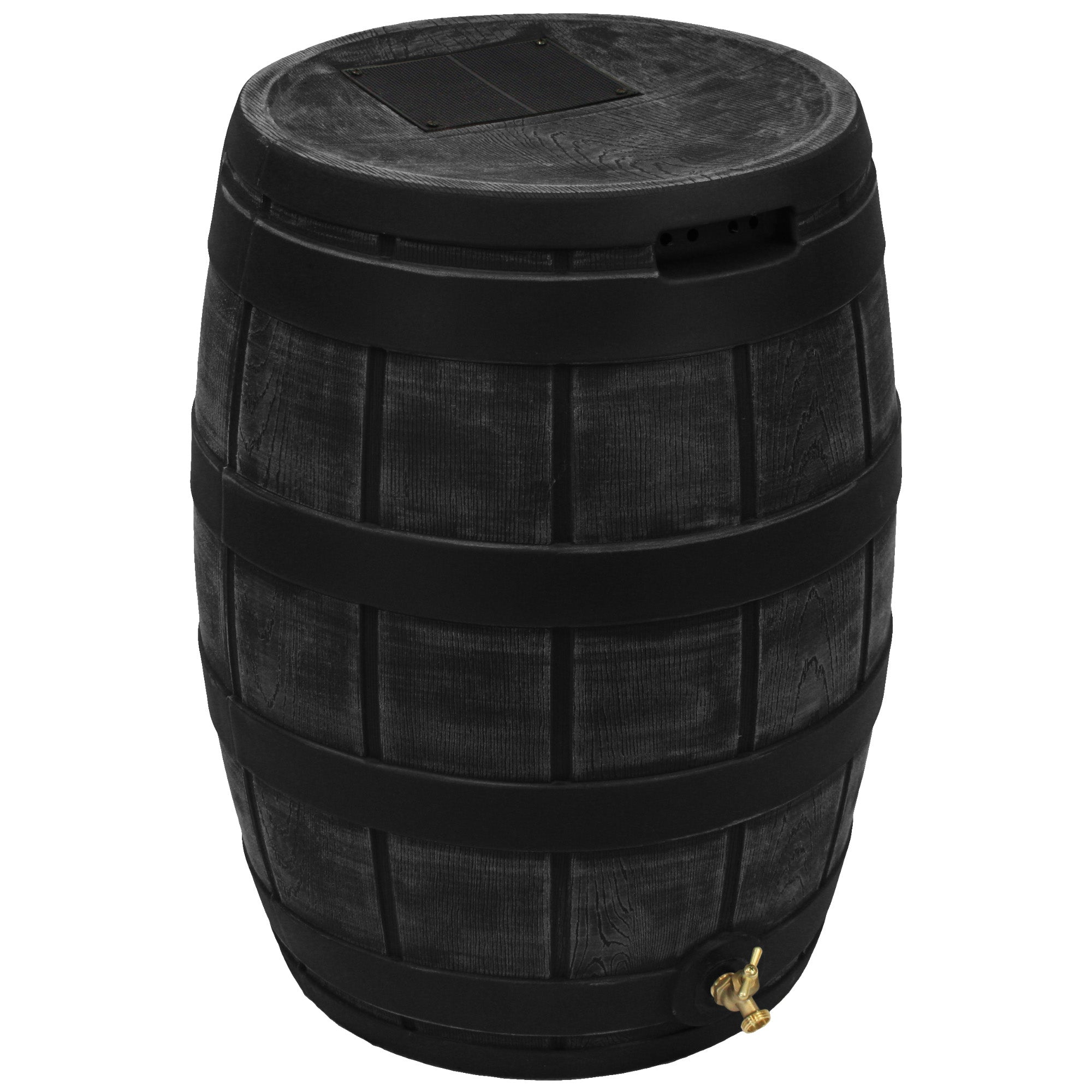 Good Ideas Vault 50 Gallon Plastic Rain Barrel Bundled with 50 Gal Stand, Black - VMInnovations