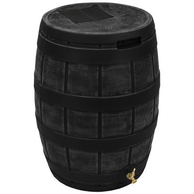 Good Ideas Vault 50 Gallon Plastic Rain Barrel Bundled with 50 Gal Stand, Black - VMInnovations