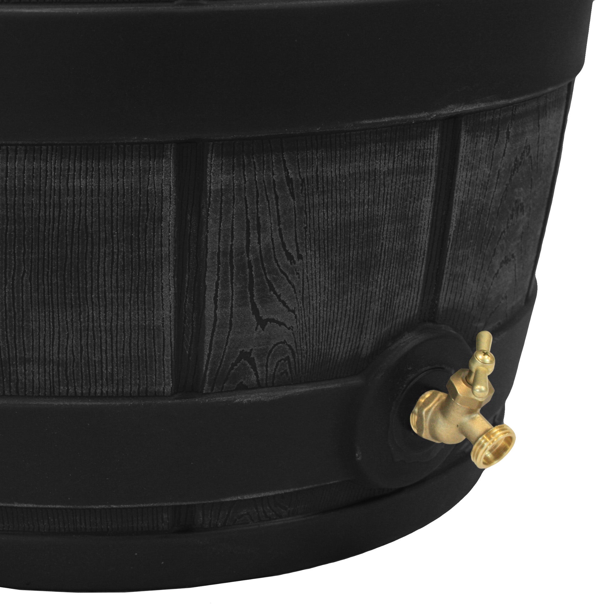 Good Ideas Vault 50 Gallon Plastic Rain Barrel Bundled with 50 Gal Stand, Black - VMInnovations