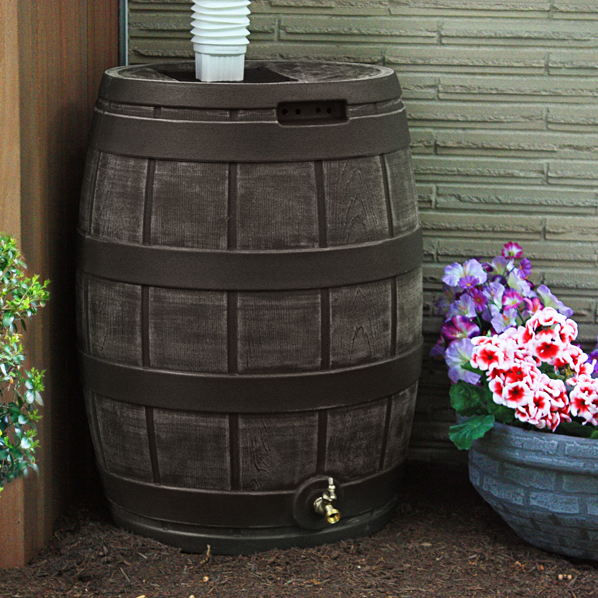 Good Ideas Rain Vault 50GAL Rain Barrel with Spigot, Handles & Screen (Open Box) - VMInnovations