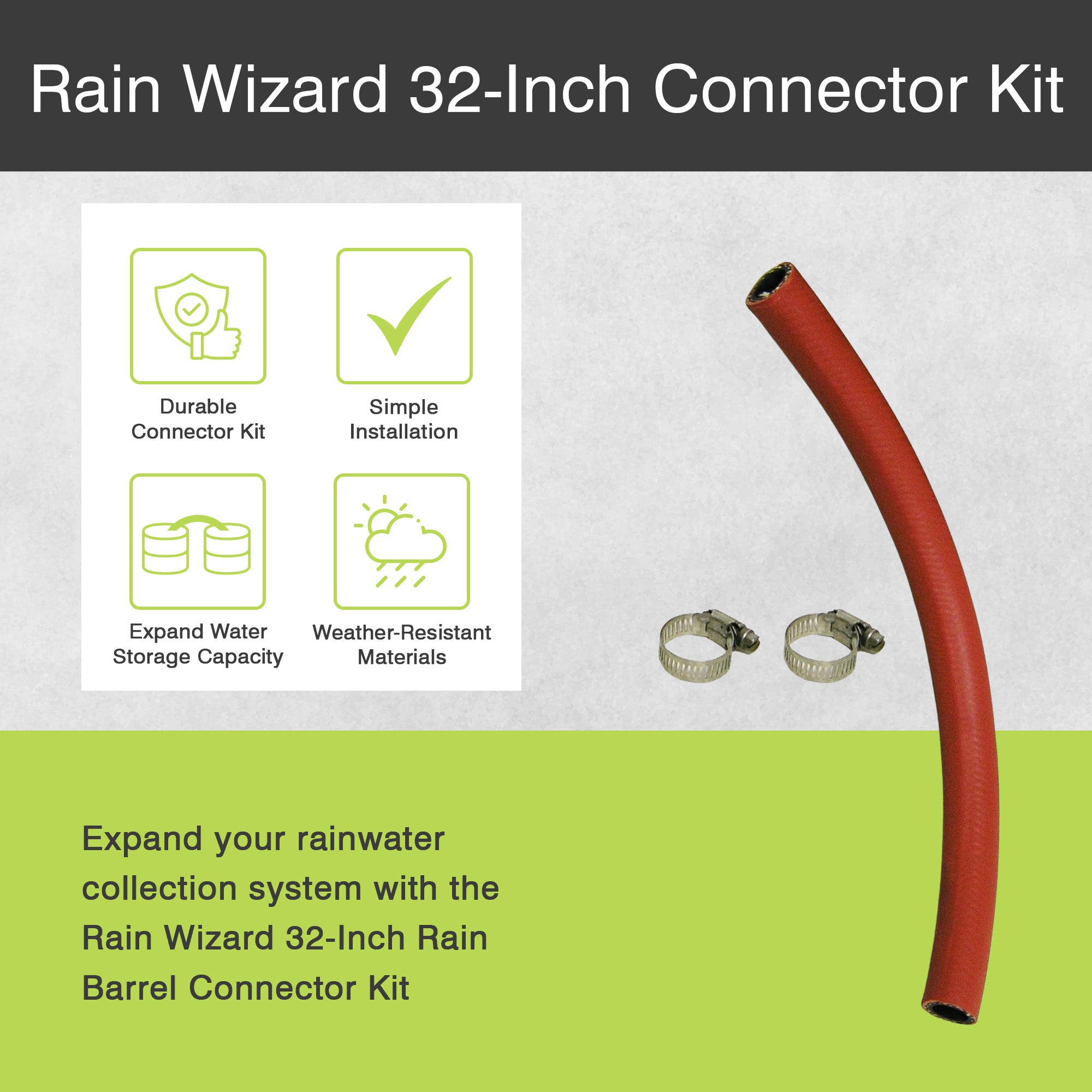 Good Ideas Rain Wizard 32 Inch Connector Kit with Strength Tube and Steel Clamps - VMInnovations