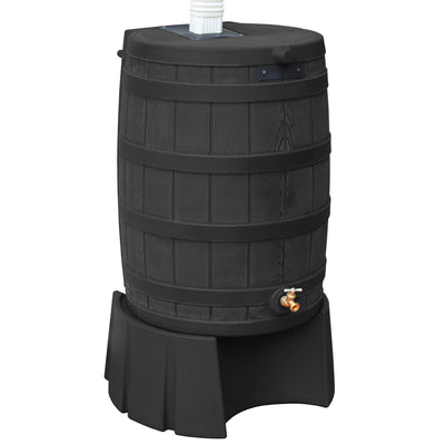 Good Ideas Rain Wizard 40 Gallon Plastic Rain Barrel Bundled with Stand, Black - VMInnovations