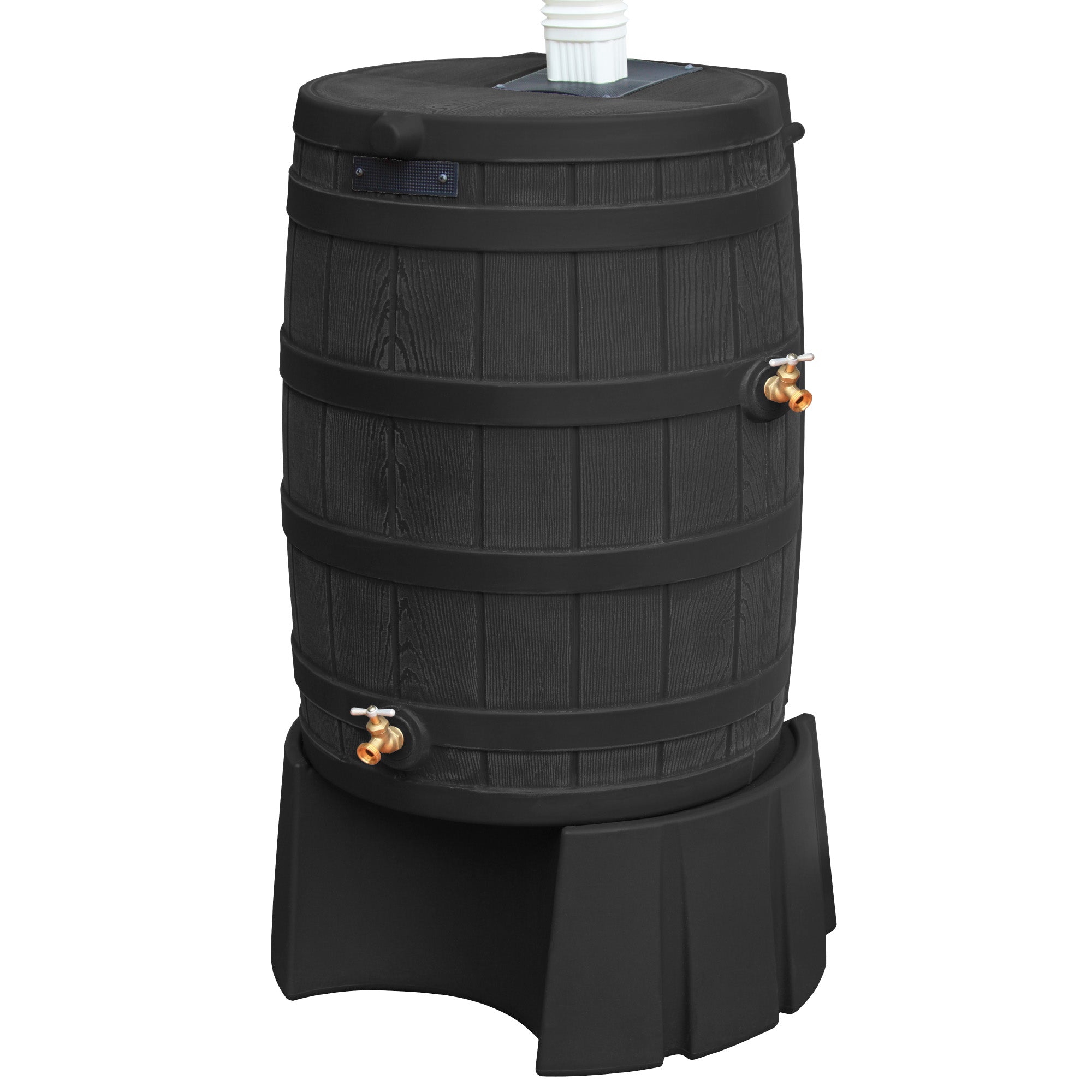 Good Ideas Rain Wizard 40 Gallon Plastic Rain Barrel Bundled with Stand, Black - VMInnovations