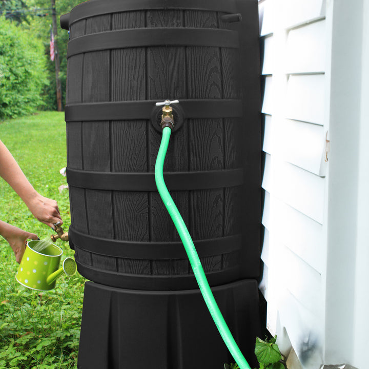 Good Ideas Rain Wizard 50 Gallon Rain Barrel Stand, Adds Room for Buckets, Black