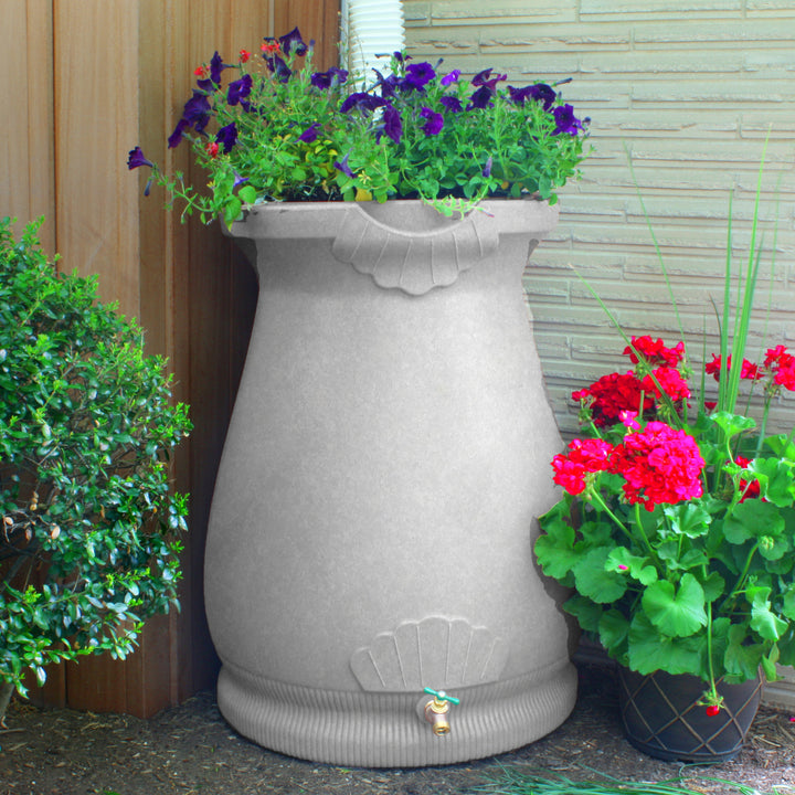 Good Ideas Rain Wizard 65 Gallon Plastic Resin Urn Barrell and Rain Wizard Stand
