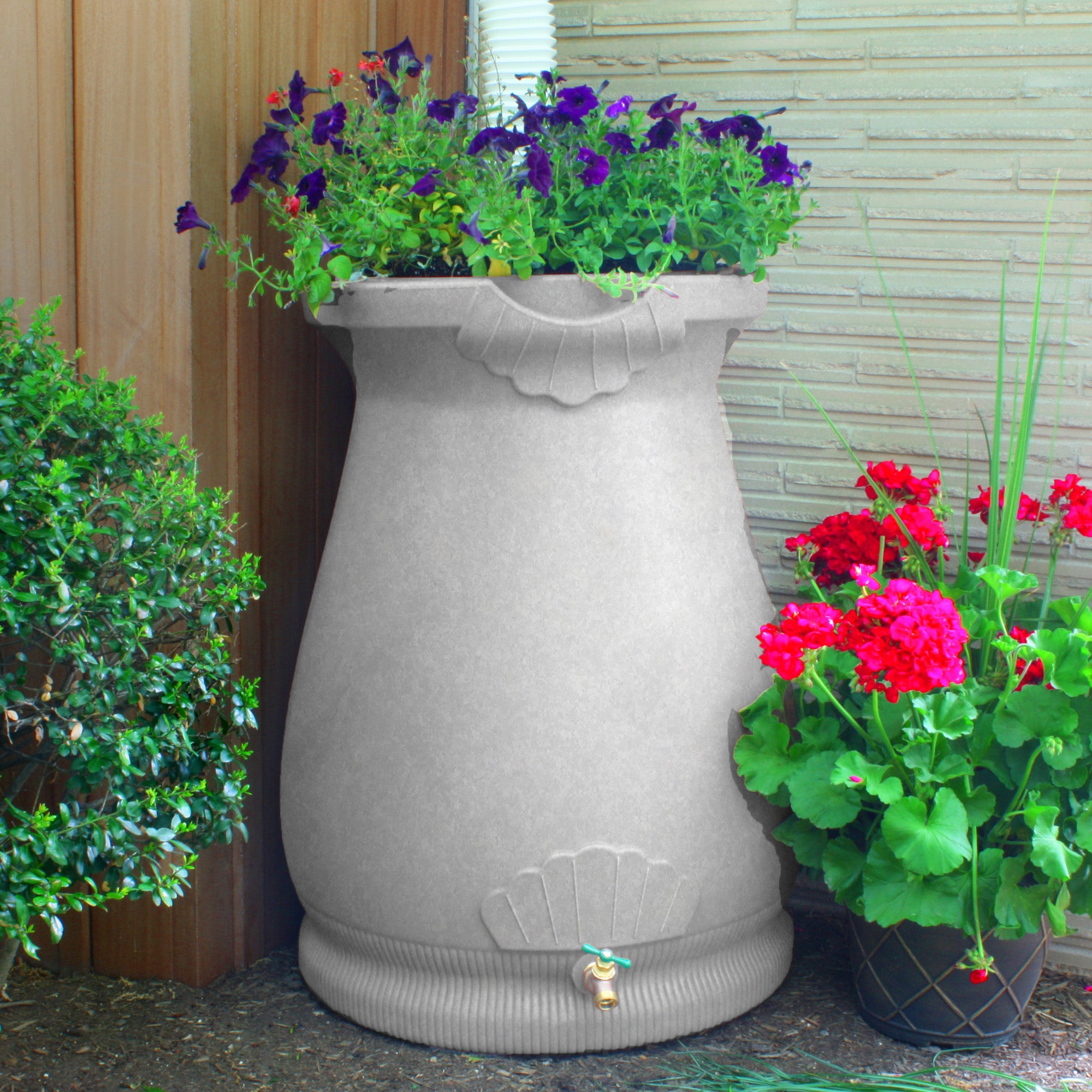 Good Ideas Rain Wizard 65 Gallon Plastic Resin Urn Barrell and Rain Wizard Stand - VMInnovations