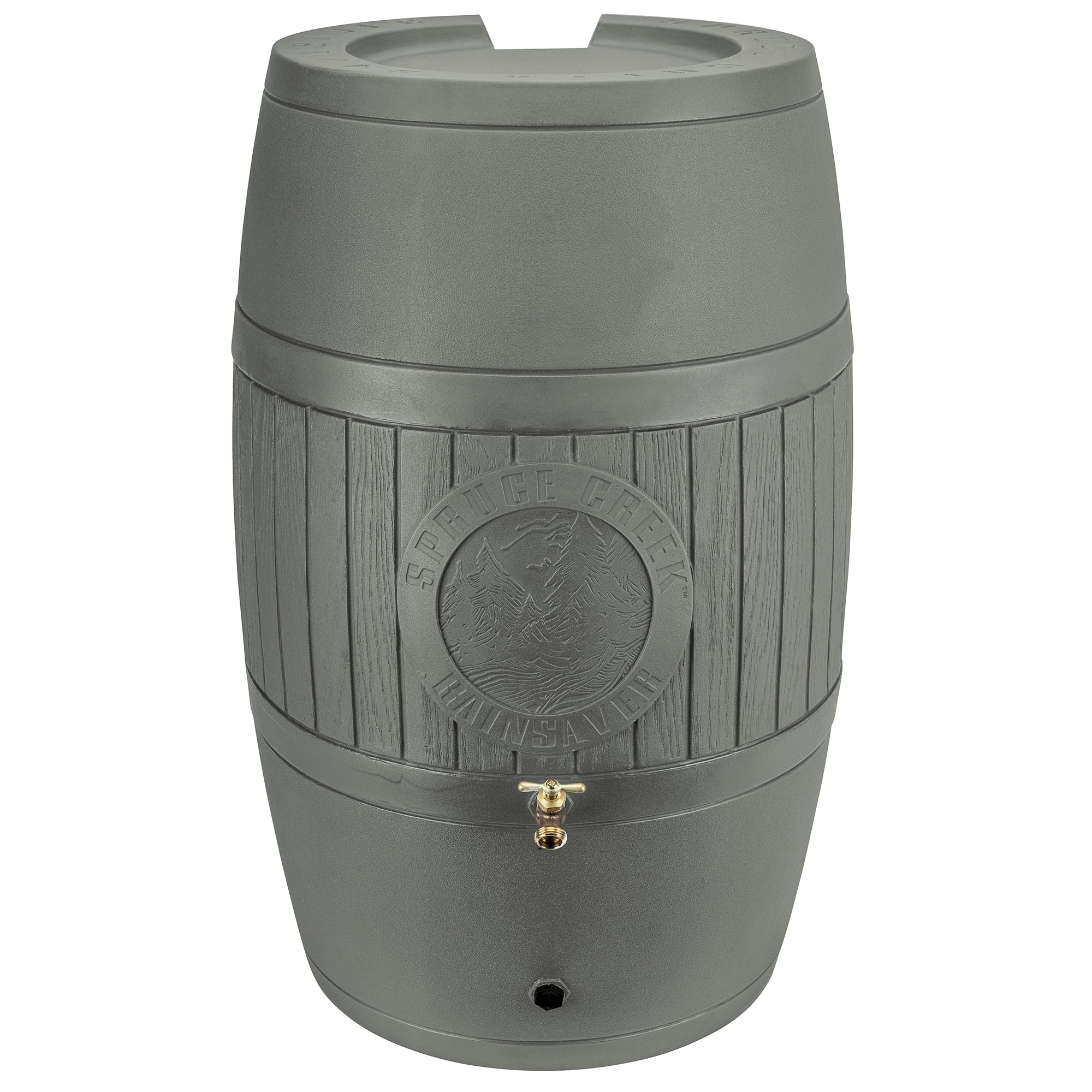 Good Ideas Bushman Spruce Creek 54 Gal Rain Saver Barrel with Spigot, Moss Green - VMInnovations