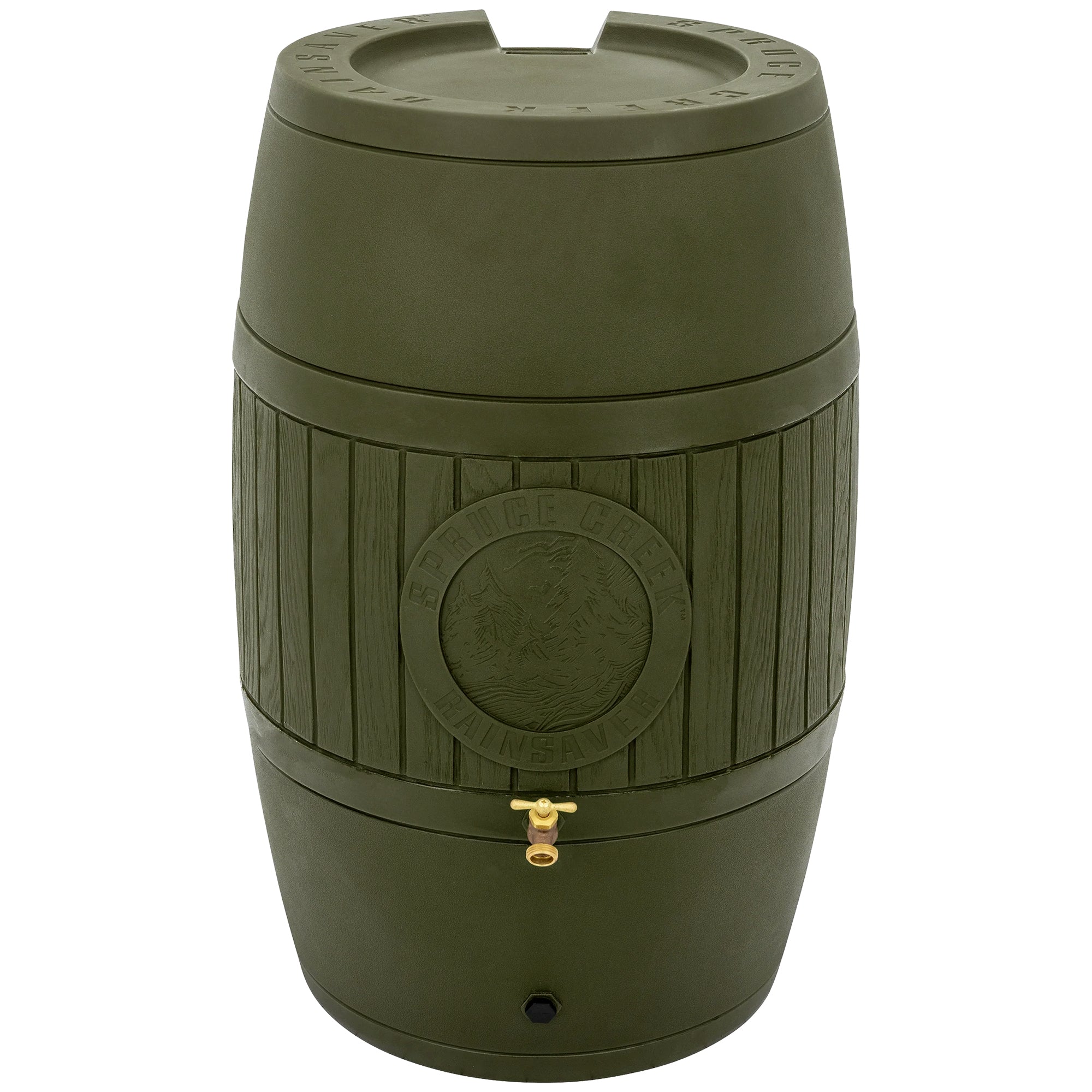 Good Ideas Bushman Spruce Creek 54 Gal Rain Saver Barrel with Spigot, Moss Green - VMInnovations