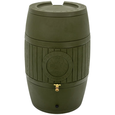 Good Ideas Bushman Spruce Creek 54 Gal Rain Saver Barrel with Spigot, Moss Green - VMInnovations