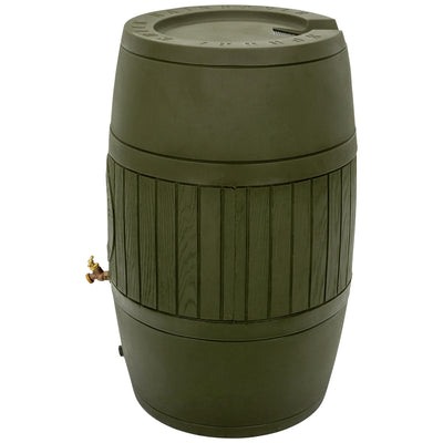 Good Ideas Bushman Spruce Creek 54 Gal Rain Saver Barrel with Spigot, Moss Green - VMInnovations