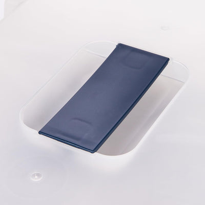 IRIS USA Covered Cat Litter Box, Enclosed Hood Split Top Entry Flap, Scoop, Navy