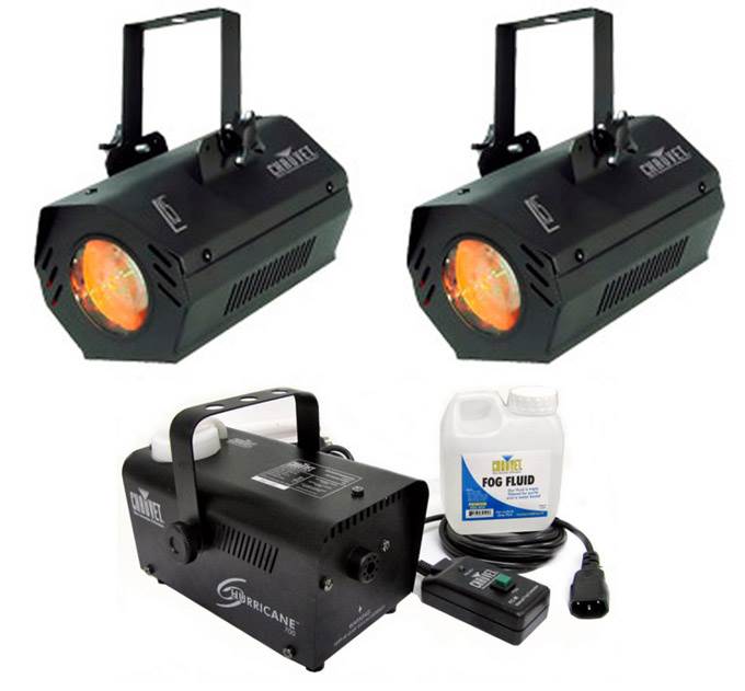 CHAUVET Hurricane H700 Fog Machine + (2) LX-5 LED DJ Moonflower Effect Lights