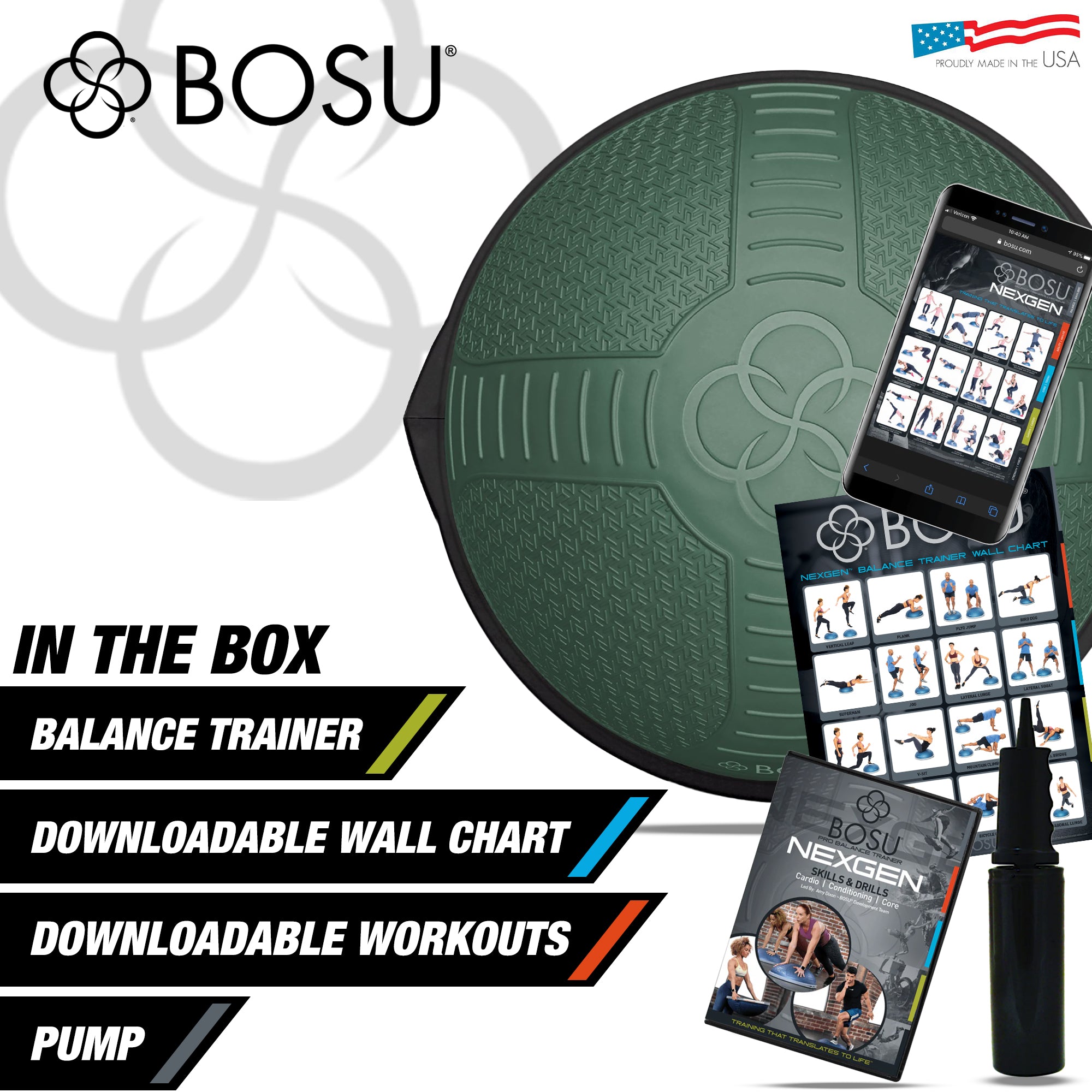 Bosu NEXGEN Balance Strength Trainer, Home Gym Workout Equipment, 26" (Open Box)