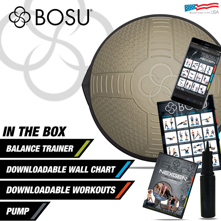 Bosu NEXGEN Balance Strength Trainer, Home Gym Workout Equipment, 26", Sandstone