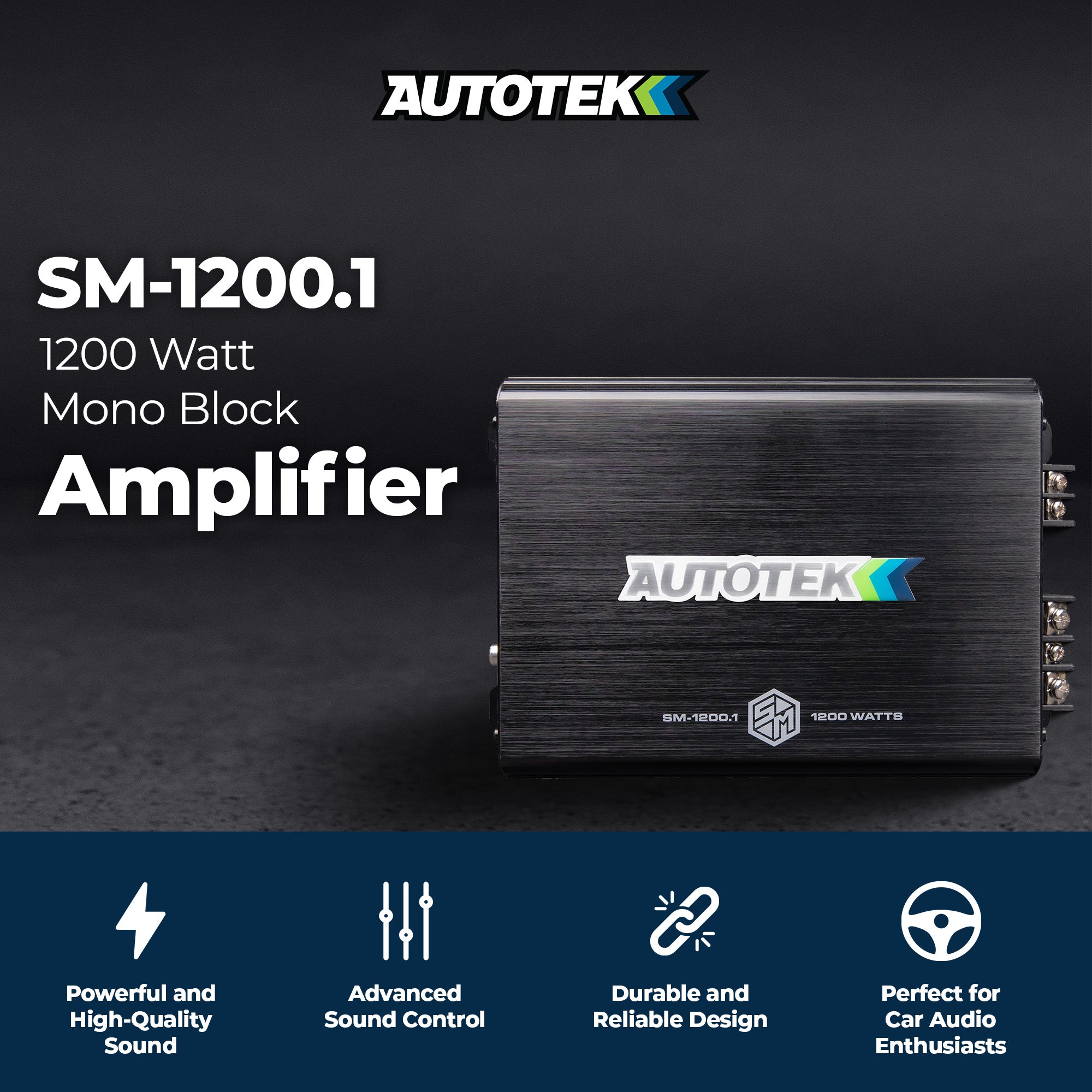 Autotek 1200W Car Audio Amplifier with 4 Gauge Wiring Kit and Power Capacitor