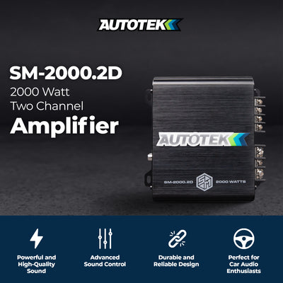 Autotek 2000W 2 Channel Car Audio Amplifier Bass Knob, Street Machine SM-2000.2D - VMInnovations