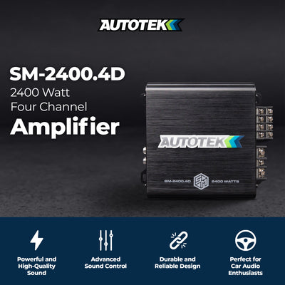 Autotek 2400W 4 Channel Car Audio Amplifier Bass Knob, Street Machine SM-2400.4D - VMInnovations
