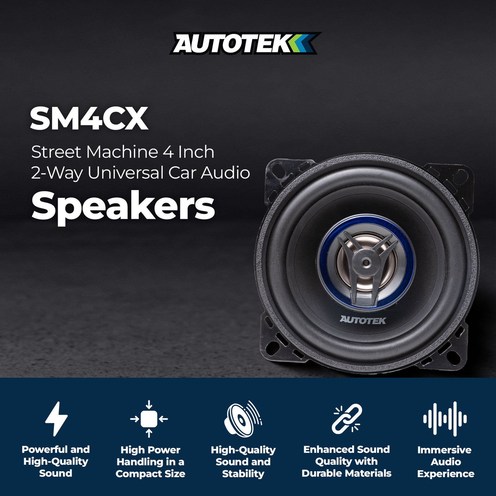 Autotek Street Machine 200 Watt 4 Inch 2 Way Car Audio Coaxial Speakers, Pair - VMInnovations