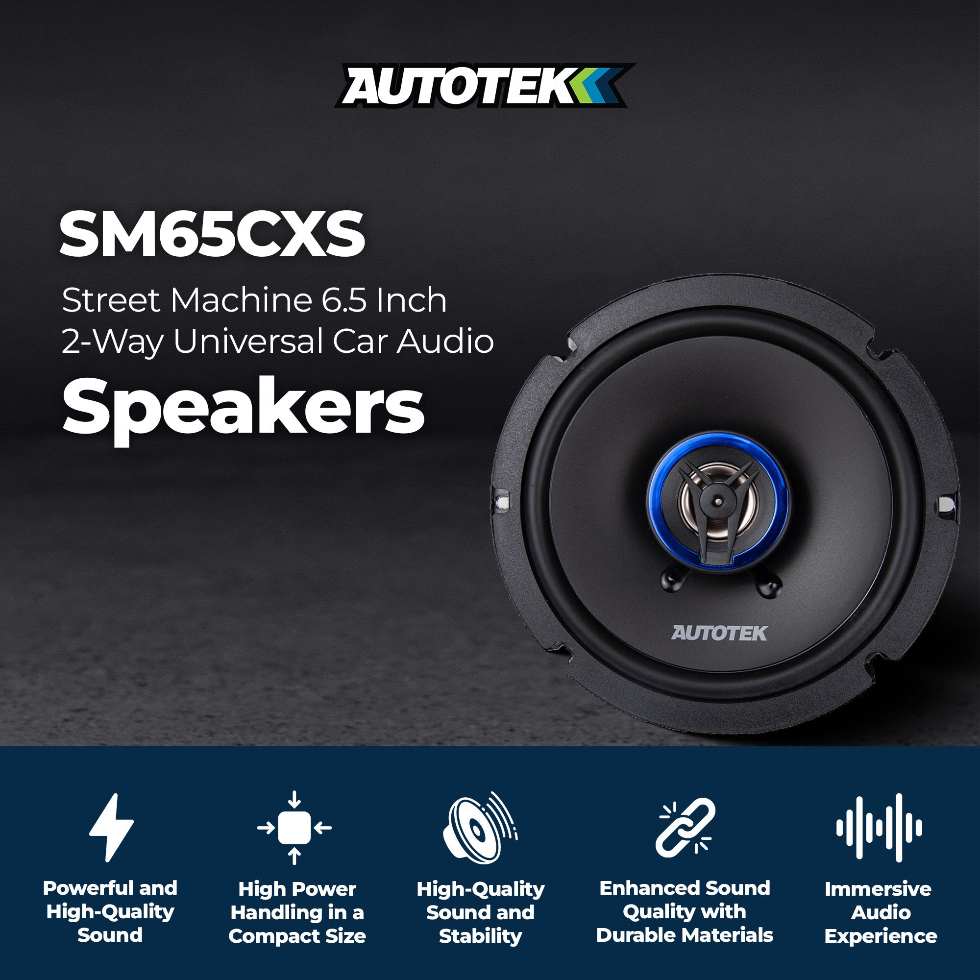 Autotek Street Machine 6.5 Inch 2-Way Shallow Car Audio Coaxial Speakers, 2 Pack - VMInnovations