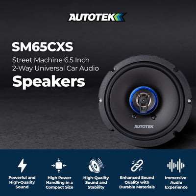 Autotek Street Machine 6.5 Inch 2-Way Shallow Car Audio Coaxial Speakers, 2 Pack - VMInnovations