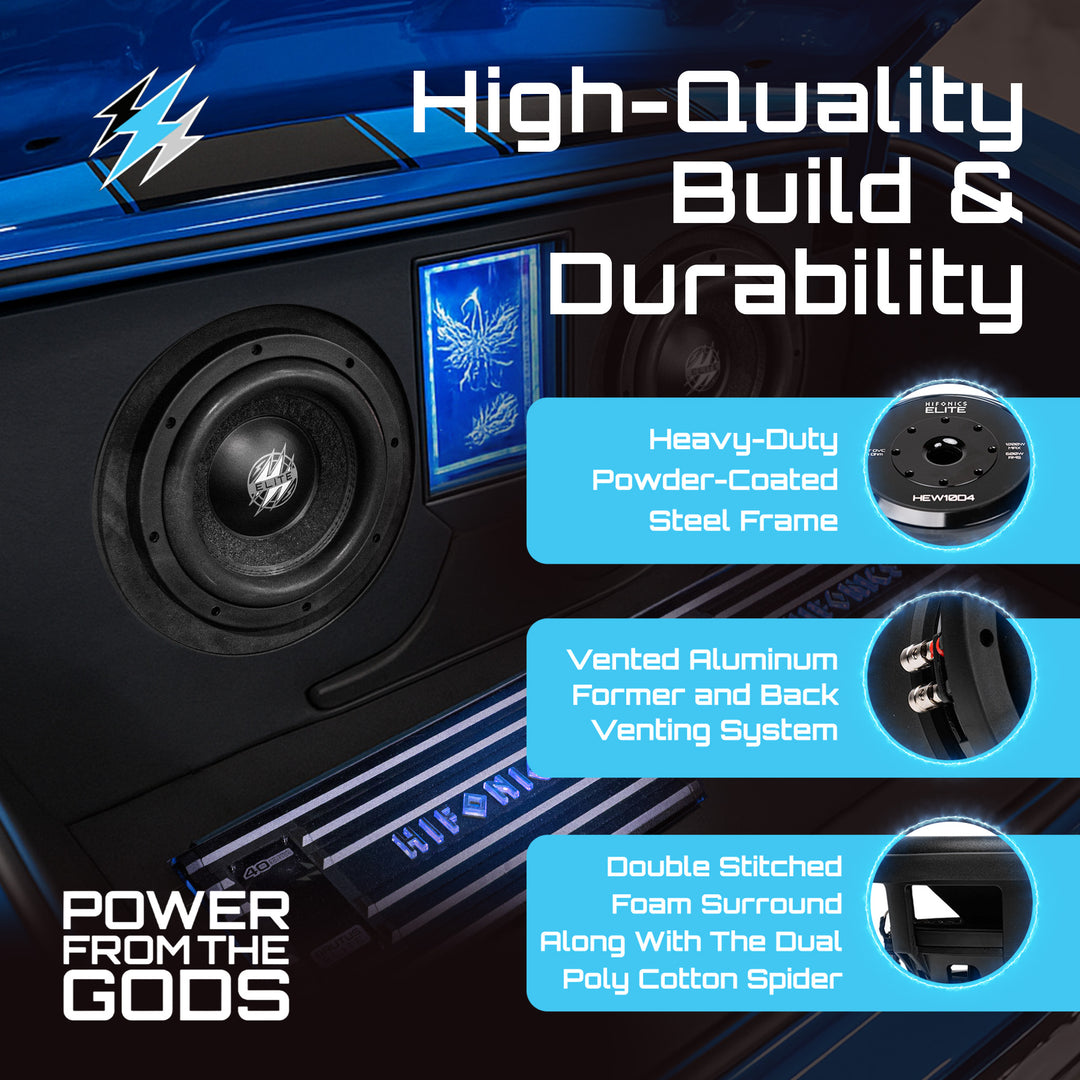 Hifonics 4 Pack ELITE 10" Subwoofer, Dual Voice Coil Car Audio Speaker, 1200W