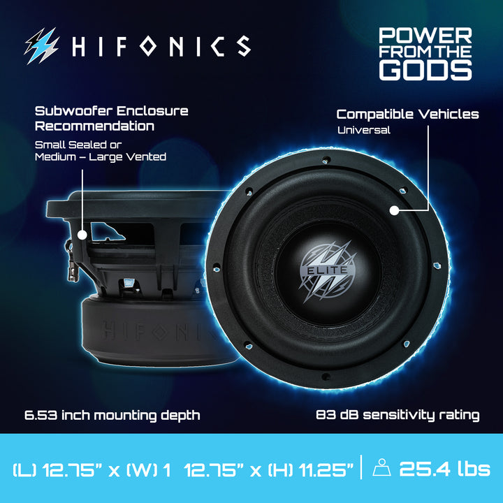 Hifonics 4 Pack ELITE 10" Subwoofer, Dual Voice Coil Car Audio Speaker, 1200W