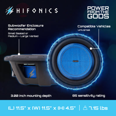 Hifonics ELITE 10” Shallow Subwoofer Dual Voice Coil Car Audio Speaker, 600 Watt