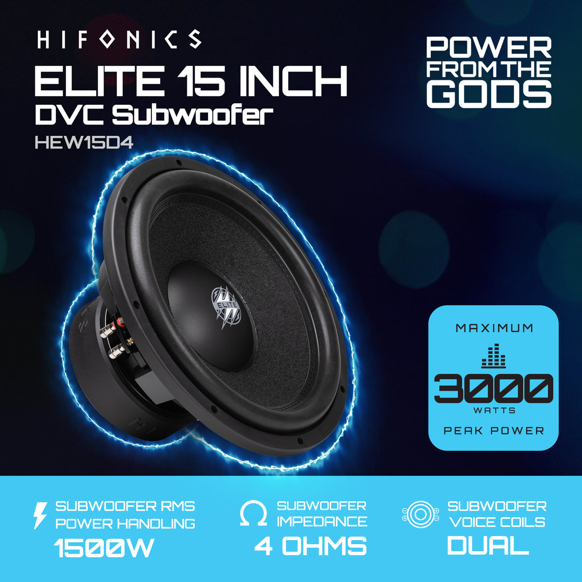Hifonics 2 Pack ELITE 15" Subwoofer, Dual Voice Coil Car Audio Speaker, 3000W - VMInnovations