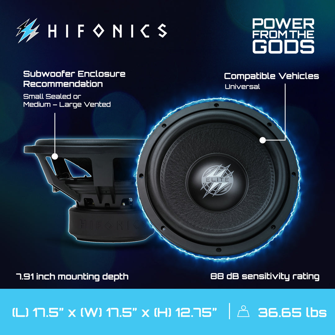 Hifonics 2 Pack ELITE 15" Subwoofer, Dual Voice Coil Car Audio Speaker, 3000W