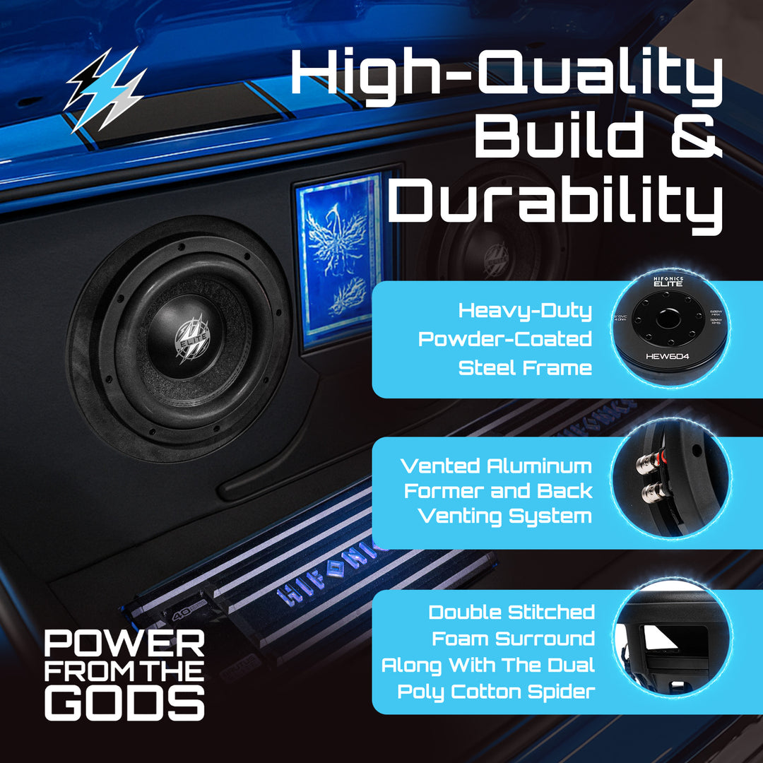 Hifonics 4 Pack ELITE 6.5 in. Subwoofer, Dual Voice Coil Car Audio Speaker, 600W