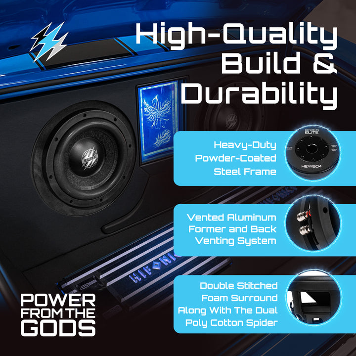 Hifonics 4 Pack ELITE 6.5 in. Subwoofer, Dual Voice Coil Car Audio Speaker, 600W
