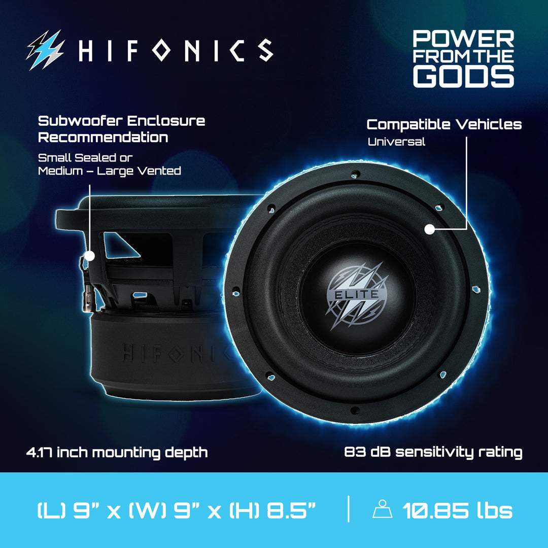 Hifonics 2 Pack ELITE 6.5 in. Subwoofer, Dual Voice Coil Car Audio Speaker, 600W